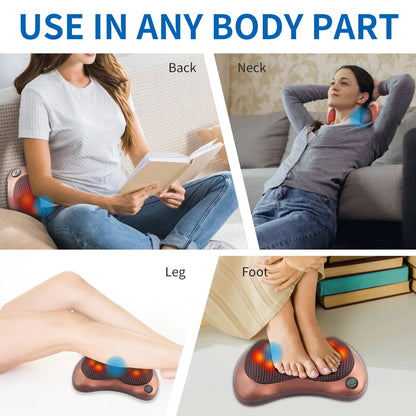 Almohada masajeadora Shiatsu para espalda y cuello con calor.