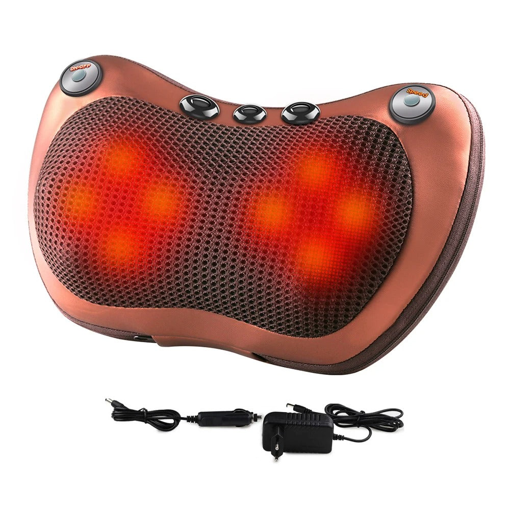 Almohada masajeadora Shiatsu para espalda y cuello con calor.